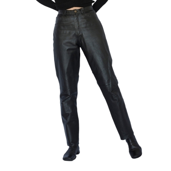 Vintage Pants - DEERSKIN Womens Black Leather Vintage Pants Sz: 12